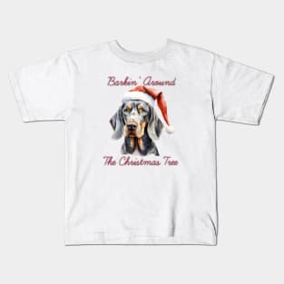 Christmas Coonhound Dog in Santa Hat Kids T-Shirt